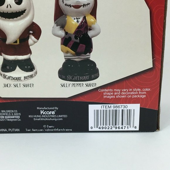 Disney The Nightmare Before Christmas Santa Jack Sally Salt Pepper Shakers New - Picture 10 of 12